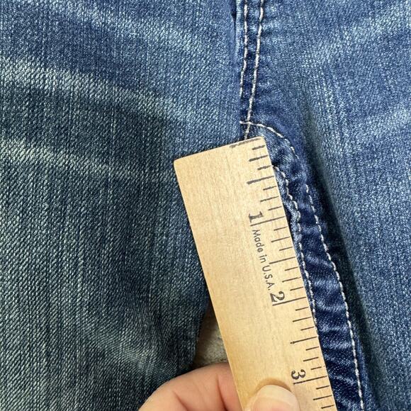 Miss Me Jeans Womens 27 Boyfriend Capri Blue Distressed Embellished Denim Pocket - Picture 15 of 16